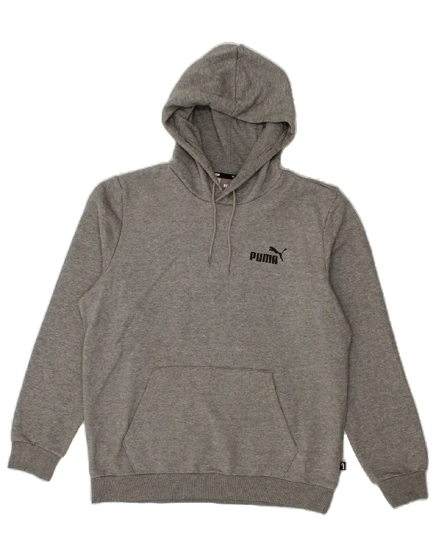 PUMA Mens Hoodie Jumper Medium Grey Cotton