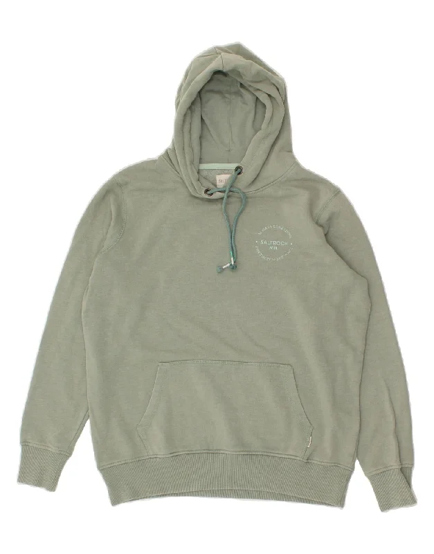 SALTROCK Womens Oversized Graphic Hoodie Jumper UK 10 Small Green Cotton Hoodie with Hem Elastic Stretchable Comfortable SALTROCK Womens Oversized Graphic Hoodie Jumper UK 10 Small Green Cotton Hoodie with Hem Elastic Stretchable Comfortable