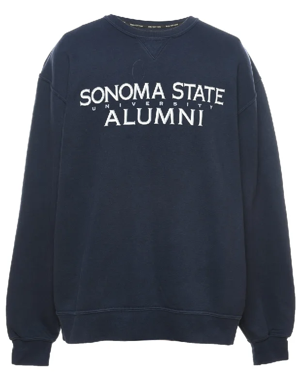 Sonoma State University Navy & White Printed Sweatshirt - XL