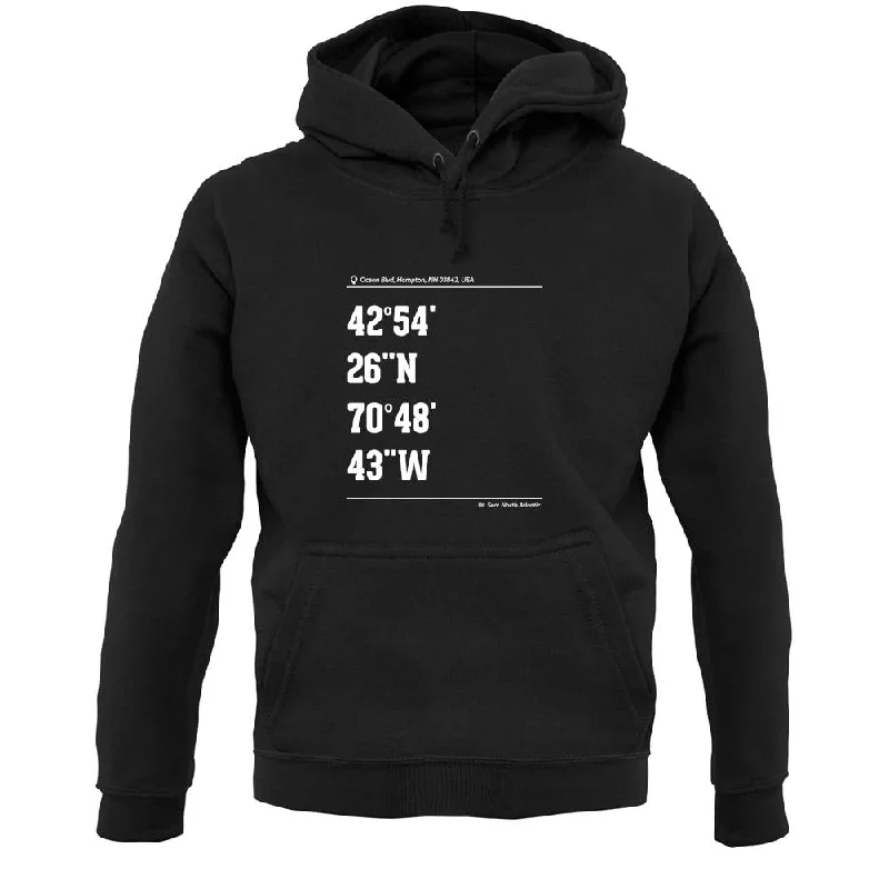 Surfing Coordinates Hampton Beach Unisex Hoodie