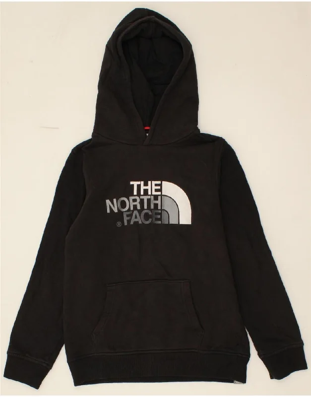 THE NORTH FACE Boys Graphic Hoodie Jumper 11-12 Years Large Black Cotton