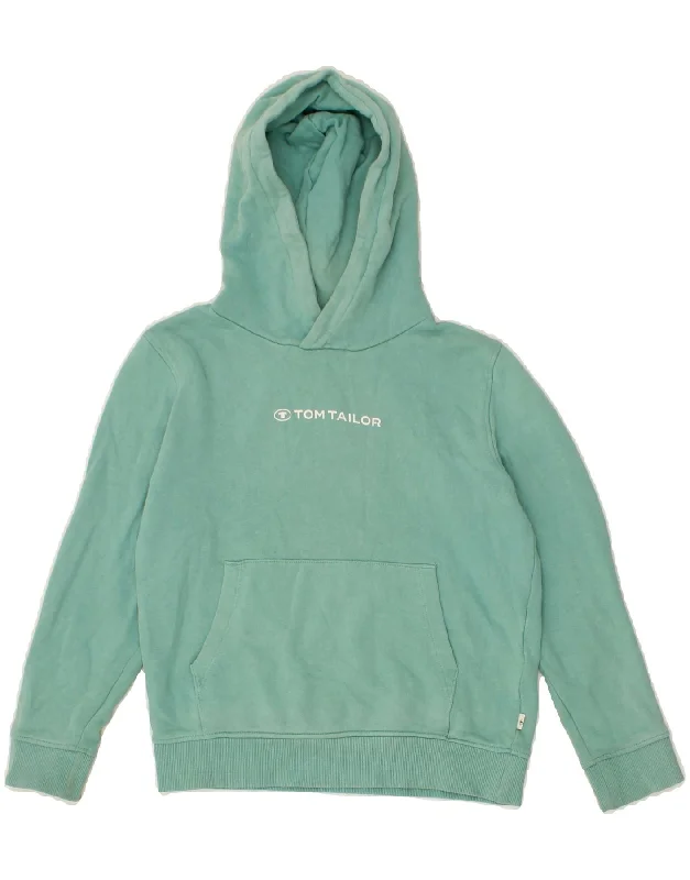 TOM TAILOR Boys Graphic Hoodie Jumper 8-9 Years Turquoise Cotton