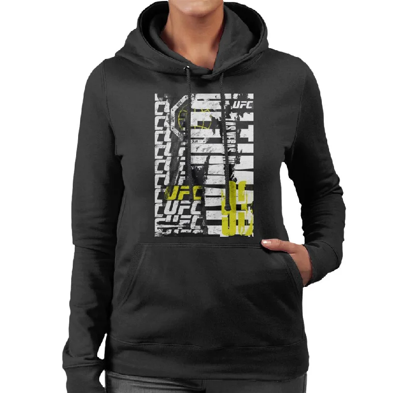 UFC Tear Down Multi Logo Women's Hooded Sweatshirt Hoodie with Toggle Buttons Decorative Unique UFC Tear Down Multi Logo Women's Hooded Sweatshirt Hoodie with Toggle Buttons Decorative Unique