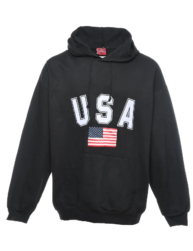 USA Black, Red & White U.S.A Design Printed Hoodie - XL