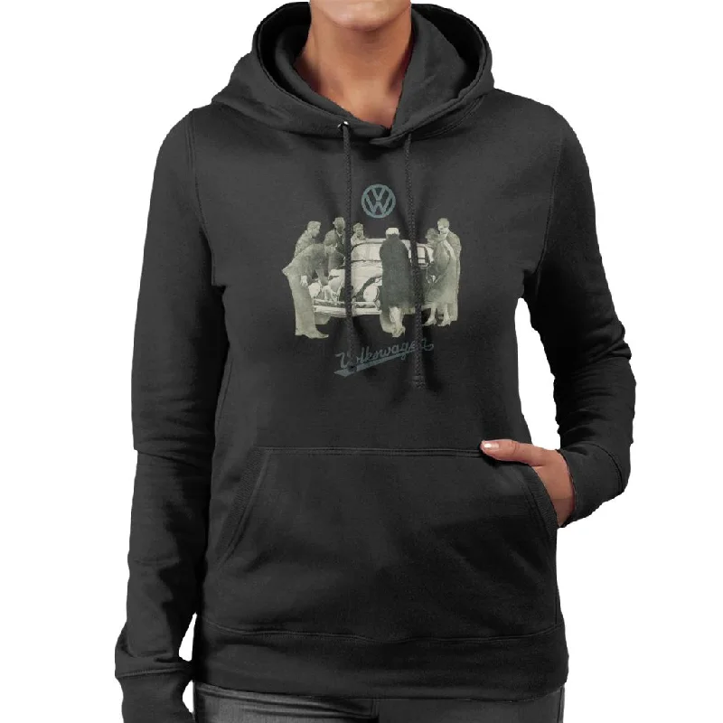 Volkswagen Beetle Gathering Women's Hooded Sweatshirt Hoodie with Metallic Shiny Futuristic Volkswagen Beetle Gathering Women's Hooded Sweatshirt Hoodie with Metallic Shiny Futuristic