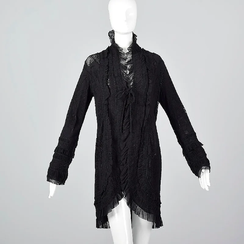 1990s Jean Paul Gaultier Soleil Black Lace and Mesh Jacket