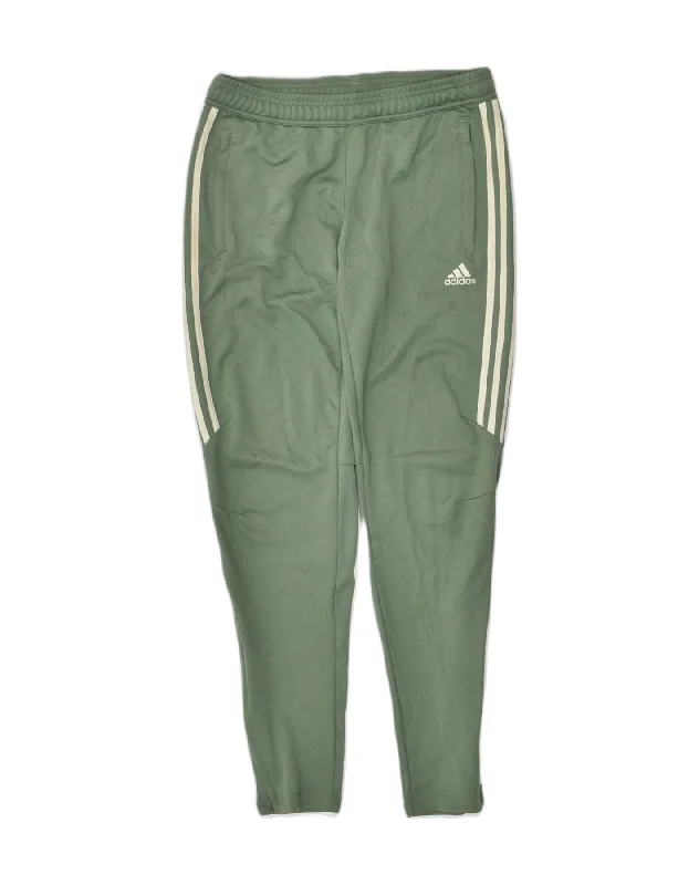 ADIDAS Womens Leggings UK 14 Medium Green Polyester Comfortable Leggings with Pockets