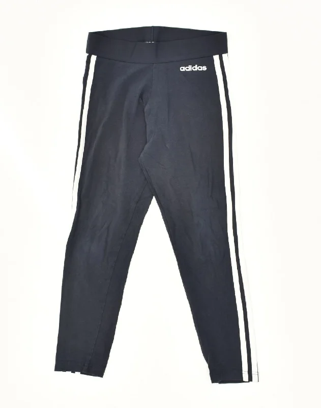 ADIDAS Womens Leggings UK 4/6 XS Navy Blue Cotton Trendy High-Compression Leggings