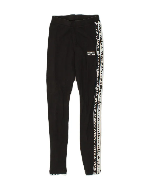 ADIDAS Womens Leggings UK 4 XS Black Cotton Trendy Seamless Sports Leggings