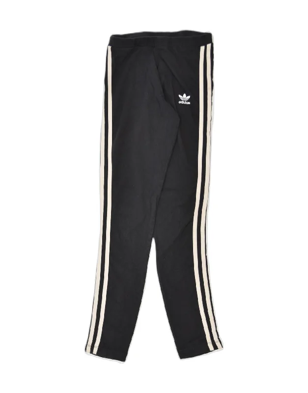 ADIDAS Womens Leggings UK 6 Small Black Cotton Fashionable Minimal Active Leggings