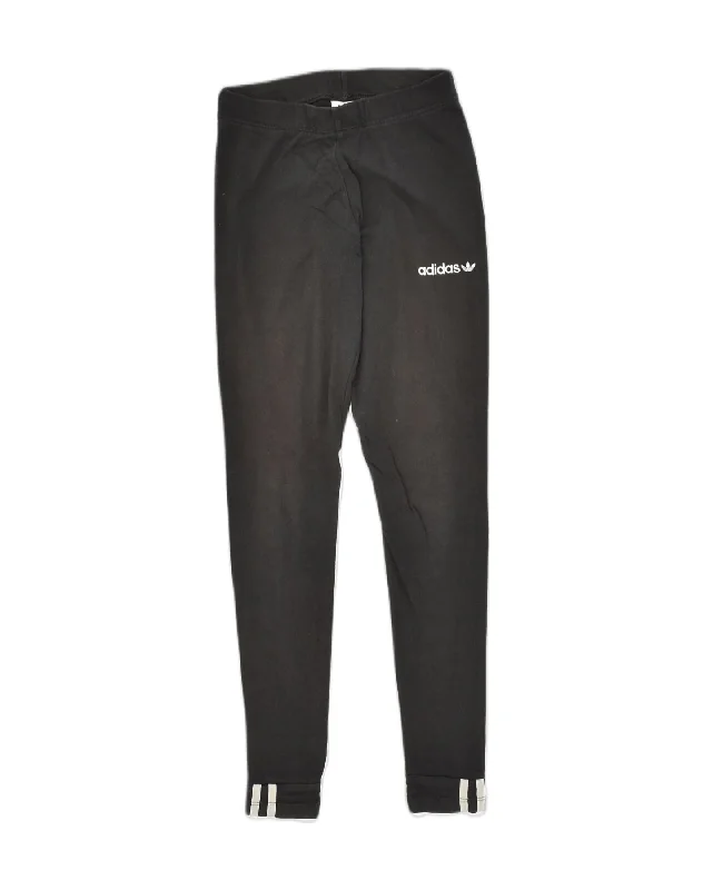 ADIDAS Womens Leggings UK 6 XS Black Cotton Stylish Sporty Performance Leggings