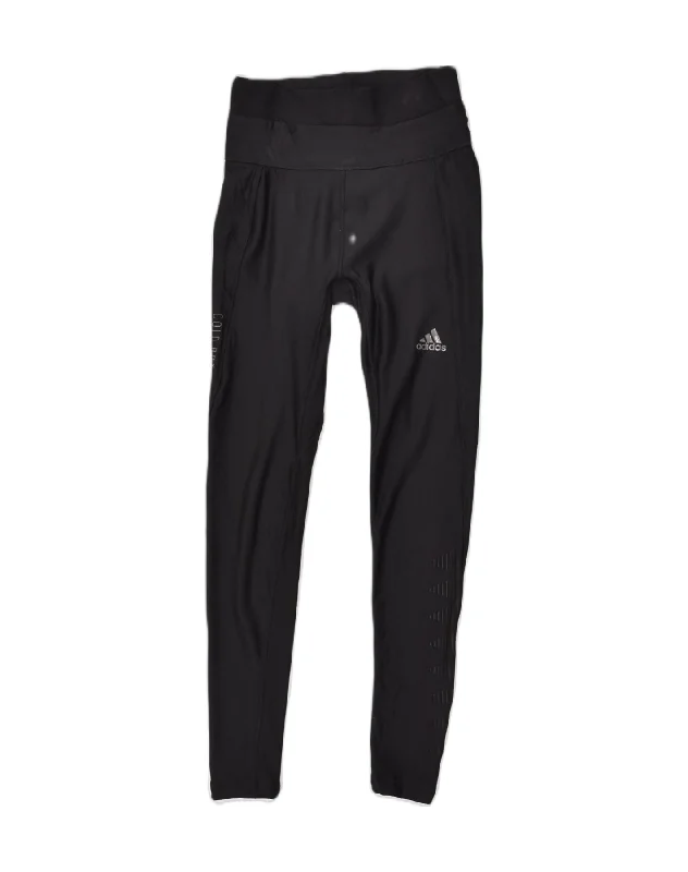 ADIDAS Womens Leggings UK 8-10 Small  Black Polyester Chic Smooth Fit Leggings
