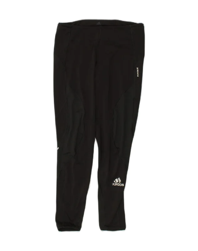 ADIDAS Womens Prime Blue Leggings UK 12/14 Medium Black Colourblock Fashionable Sports Compression Leggings