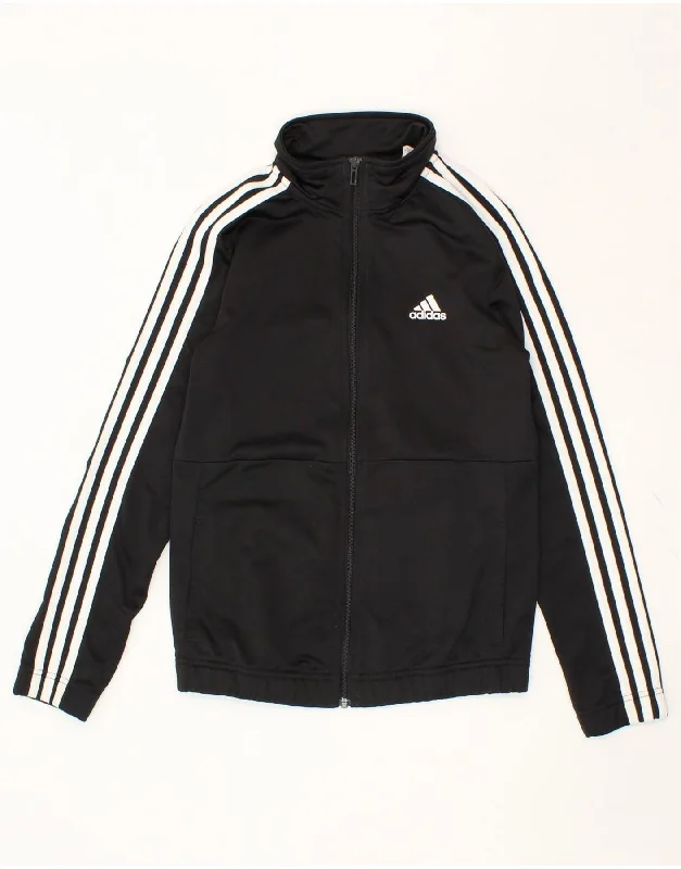 ADIDAS Womens Tracksuit Top Jacket UK 8/10 Small Black Polyester