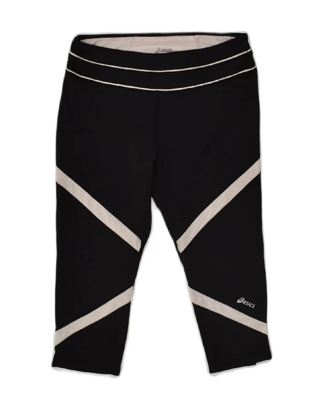 ASICS Womens Capri Leggings UK 12 Medium Black Polyamide Elegant Sheer Leggings
