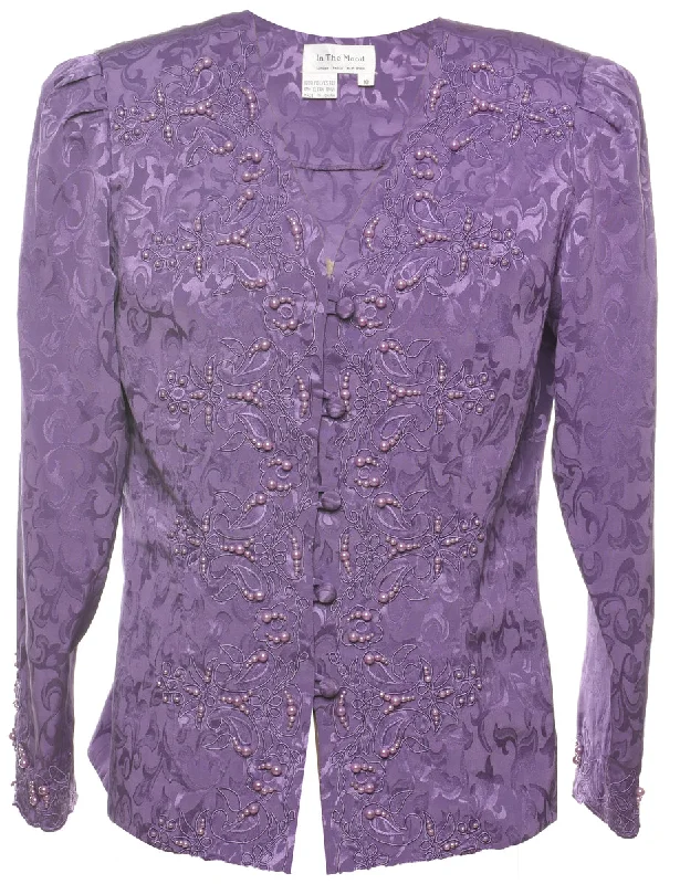 Brocade Design 1980s Lilac Evening Jacket - M