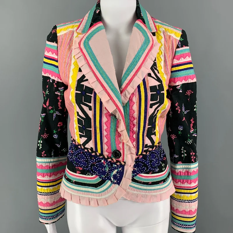 CHRISTIAN LACROIX Size 4 Multi-Color Cotton Beaded Jacket