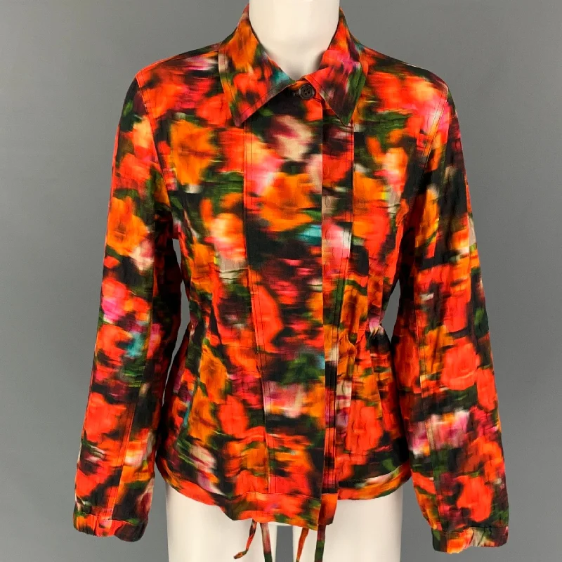 DRIES VAN NOTEN Size 4 Multi-Color Orange Cotton Blend Jacket