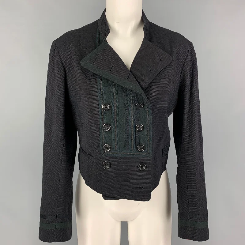 DRIES VAN NOTEN Size M Black Cotton Blend Double Breasted Jacket