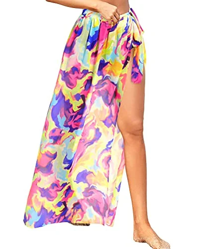 Flowy Beach Wrap Skirt For Women Beach Wrap Skirt-Yellow Tie Dye corduroy skirt cozy