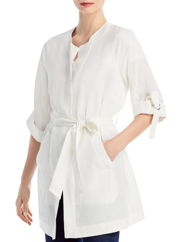 Francesca Womens Linen Blend Wrap Jacket