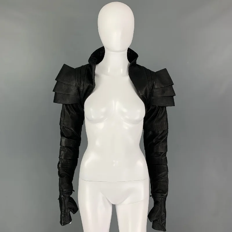 GELAREH Size S Black Goat Skin Shoulder Jacket