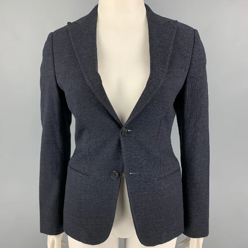 GIORGIO ARMANI Size 10 Navy Wool Jacket Blazer