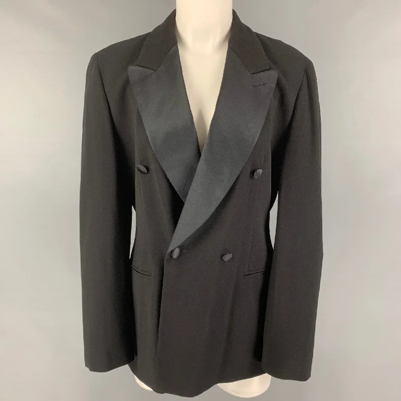 GIORGIO ARMANI Size L Black Wool Double Breasted Jacket