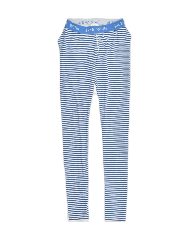 JACK WILLS Womens Underwear Leggings UK 6 XS Blue Striped Cotton Stylish Athletic Wear Leggings