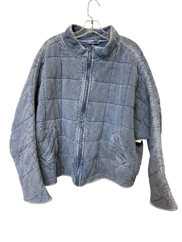 Jacket Puffer & Quilted By Dex In Blue Denim, Size: 2x