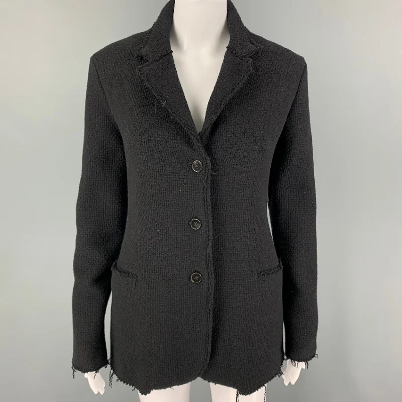 M.A+ Size M Black Textured Buttoned Jacket