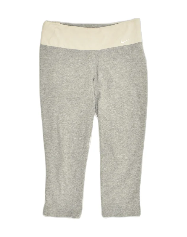 NIKE Womens Capri Leggings UK 8 Small Grey Cotton Trendy Fitness Leggings