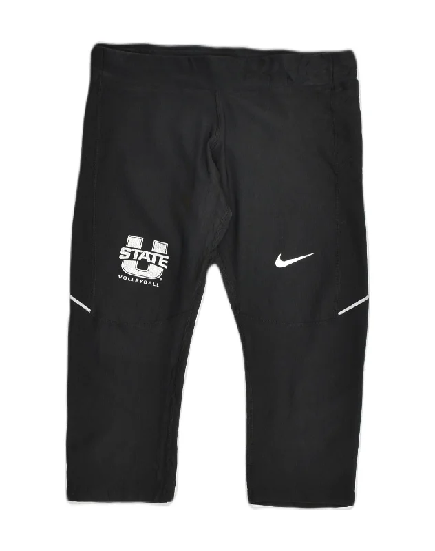 NIKE Womens Dri Fit Capri Leggings UK 12 Medium Black Polyester Comfortable Classic Yoga Leggings