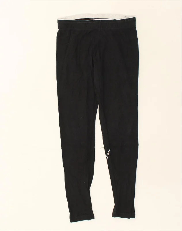 NIKE Womens Graphic Leggings UK 12 Medium Black Cotton Comfortable Slim Fit Leggings