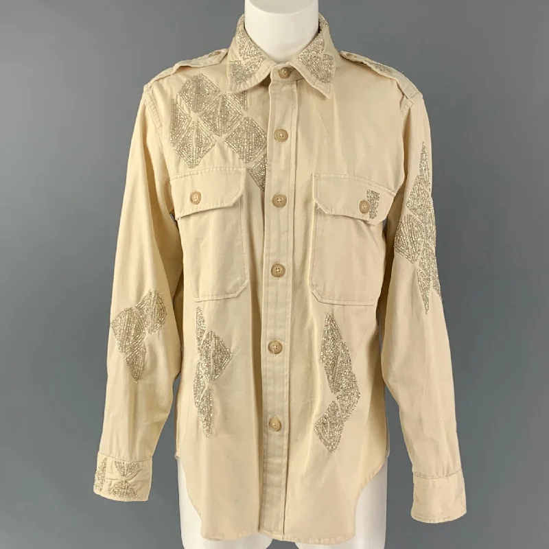 POLO by RALPH LAUREN Size M Beige Cotton Beaded Jacket