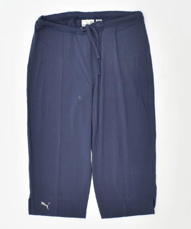 PUMA Womens Legging Shorts UK 12 Medium Blue Nylon Stylish Printed Sport Leggings