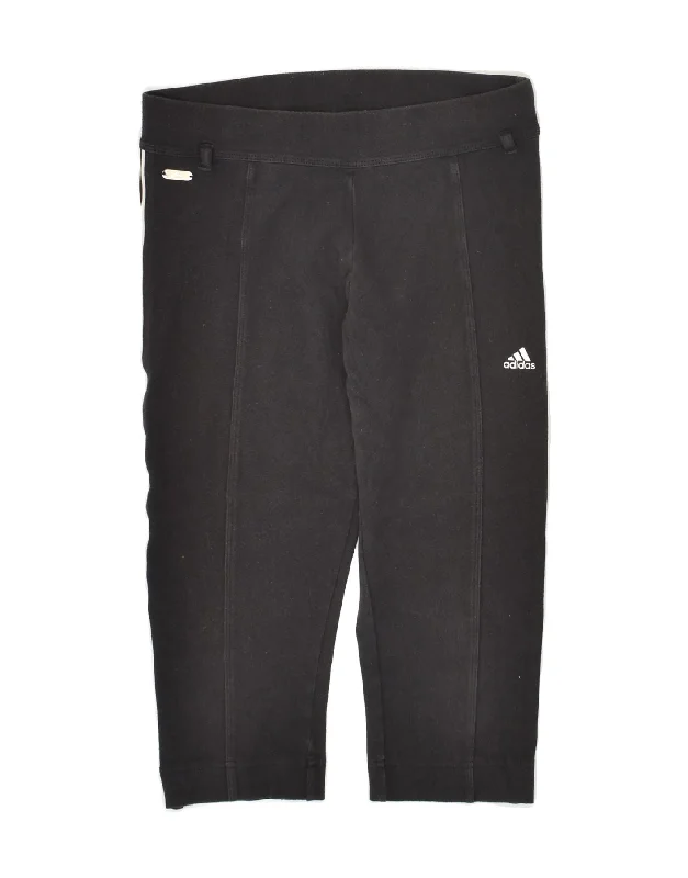 ADIDAS Womens Capri Leggings UK 12 Medium Black Cotton Chic Workout Leggings