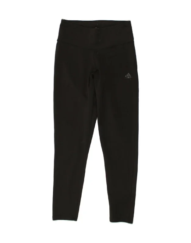 ADIDAS Womens Climalite Leggings UK 8/10 Small Black Stylish Printed Stretch Leggings