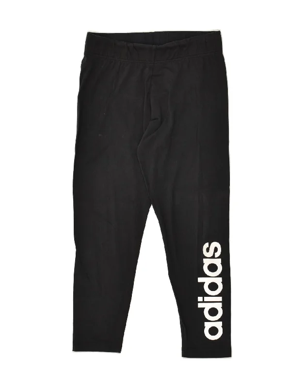 ADIDAS Womens Graphic Leggings UK 12/14 Medium Black Cotton Trendy Mesh Leggings