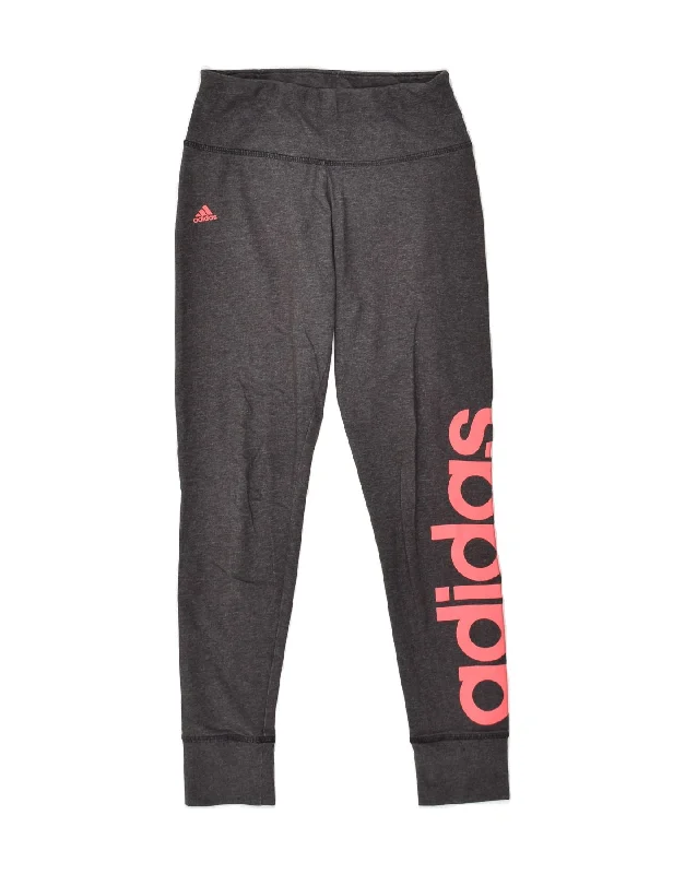 ADIDAS Womens Graphic Leggings UK 4/6 XS Grey Comfortable Workout Fitness Leggings