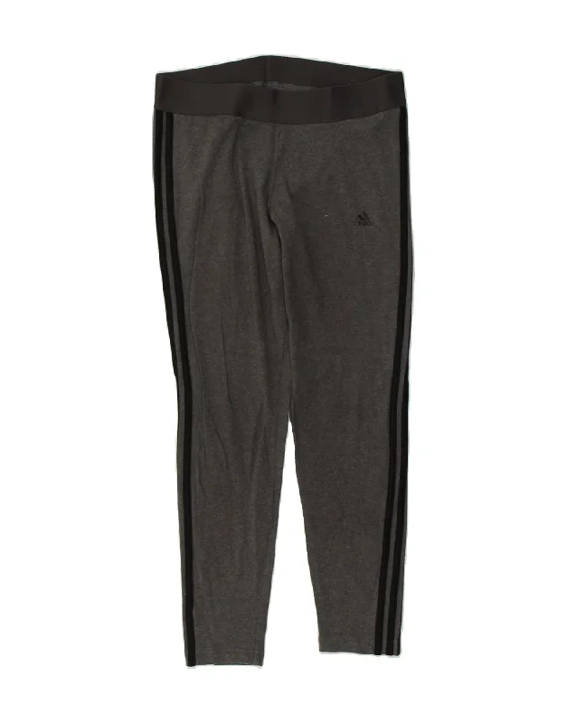 ADIDAS Womens Leggings UK 16/18  Large Grey Trendy Full-Length Leggings