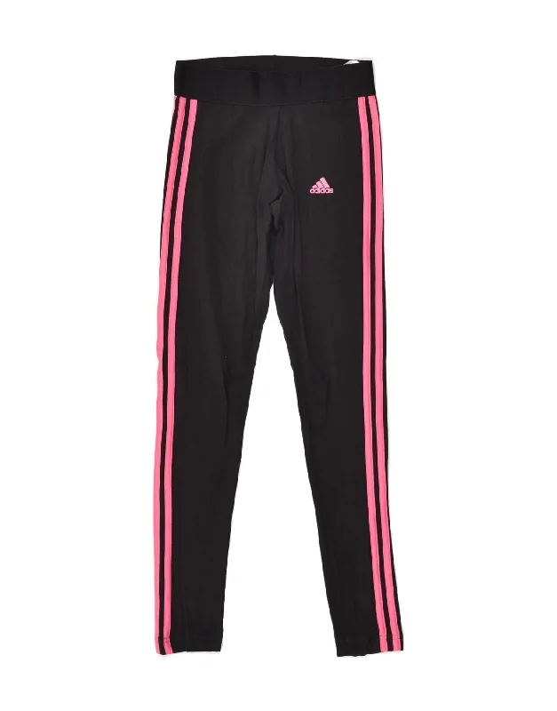 ADIDAS Womens Leggings UK 4/6 XS Black Cotton Stylish Stretch-Waist Leggings