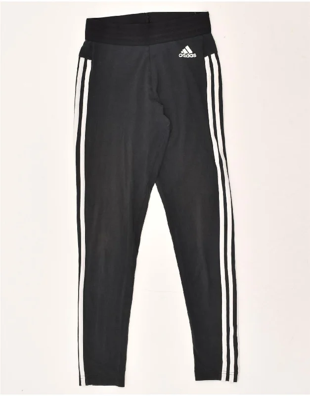 ADIDAS Womens Leggings UK 4/6 XS Black Cotton Cozy Ribbed Leggings