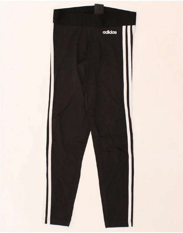 ADIDAS Womens Leggings UK 8/10 Small Black Cotton Fashionable Minimal Active Leggings