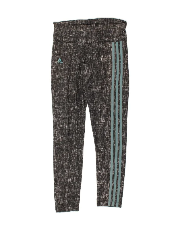 ADIDAS Womens Leggings UK 8/10 Small Grey Cotton Elegant Metallic Leggings