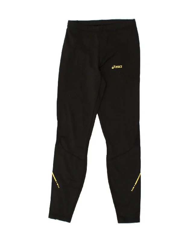 ASICS Womens Leggings UK 8 Small Black Polyester Comfortable Stretch Leggings