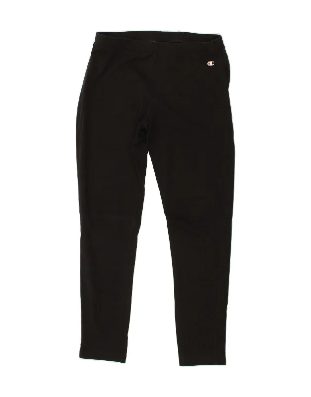 CHAMPION Womens Leggings UK 20 2XL Black Cotton Casual Slim-Fit Leggings