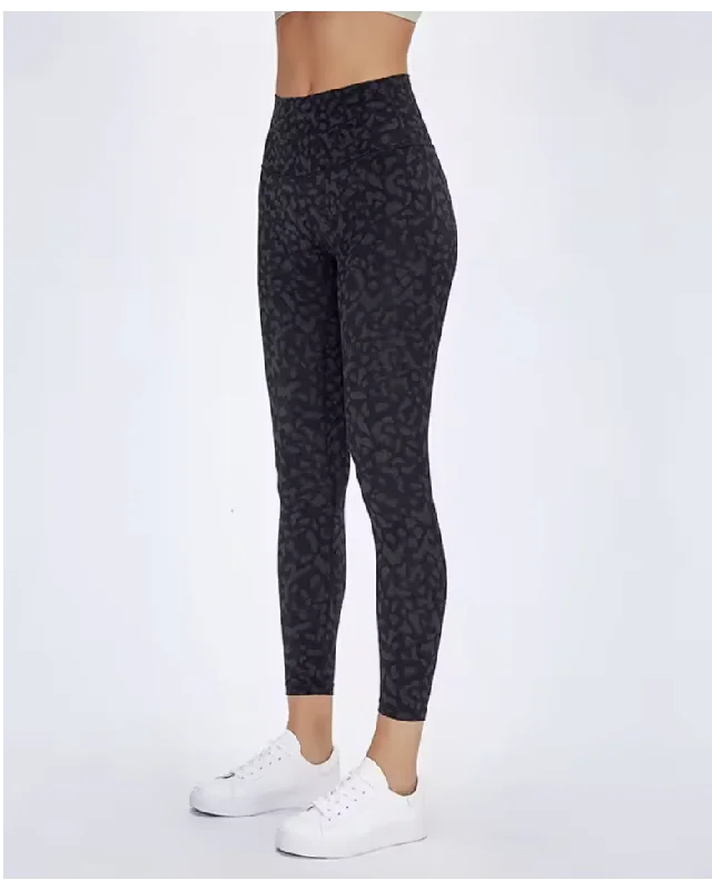 Fearless Club Lifestyle Legging - Black Leopard Elegant Satin Finish Leggings