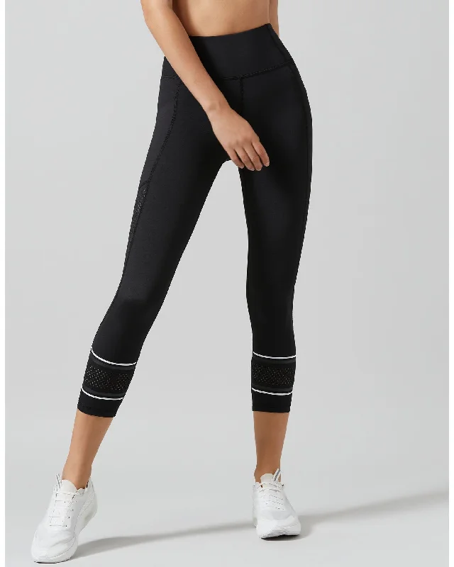 Lilybod Emma 7/8 Legging - Black Fashionable High-Rise Leggings