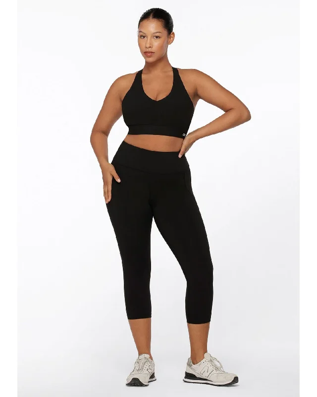 Lorna Jane Amy Phone Pocket 7/8 Tech Legging - Black Fashionable Quick-Dry Leggings